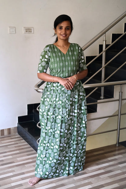 Kuyili -  Teal Tie Up Cover Maxi Nighty