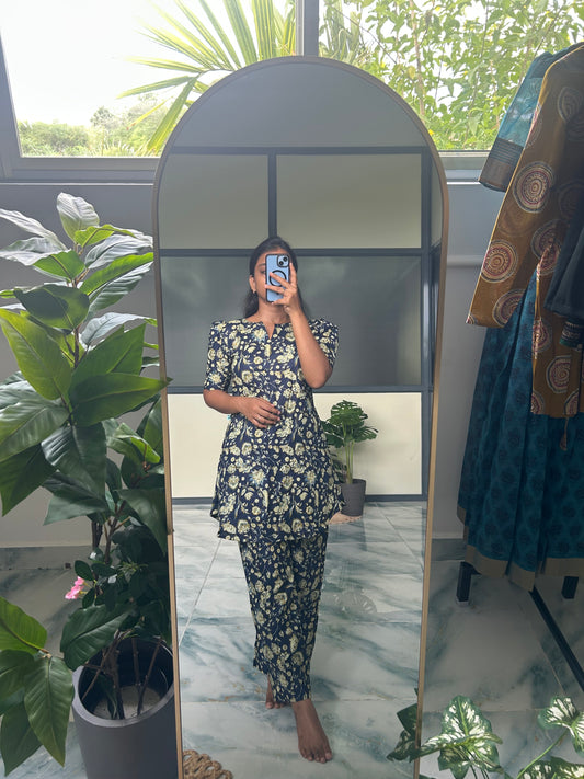 Heera - Blue Floral Night Suit