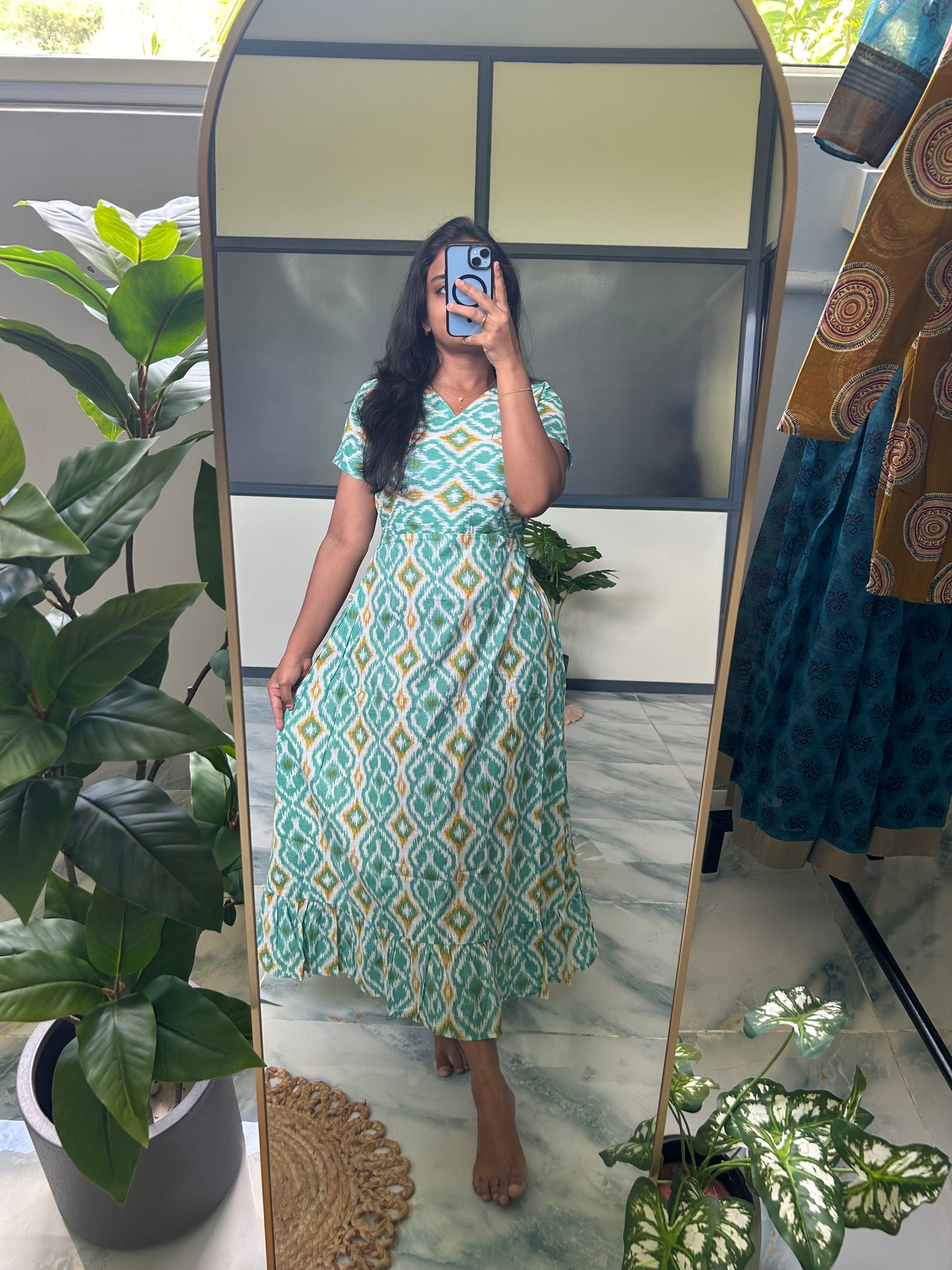 Tara -Light Blue Aline Midi Nighty