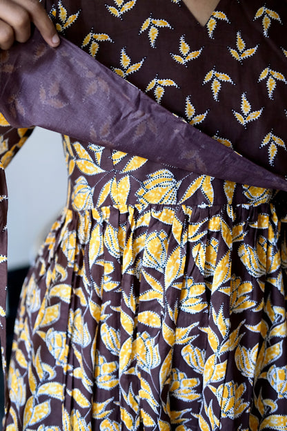 Kuyili - Brown Tie Up Cover Maxi Nighty