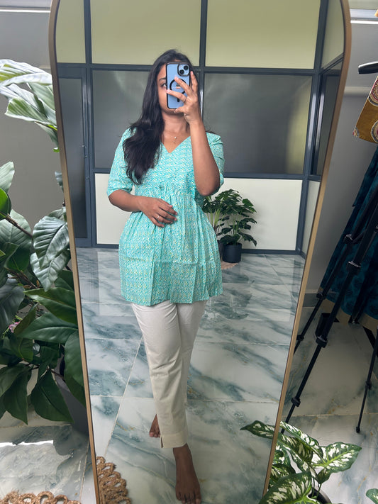 Monica - Light Blue Peplum Top