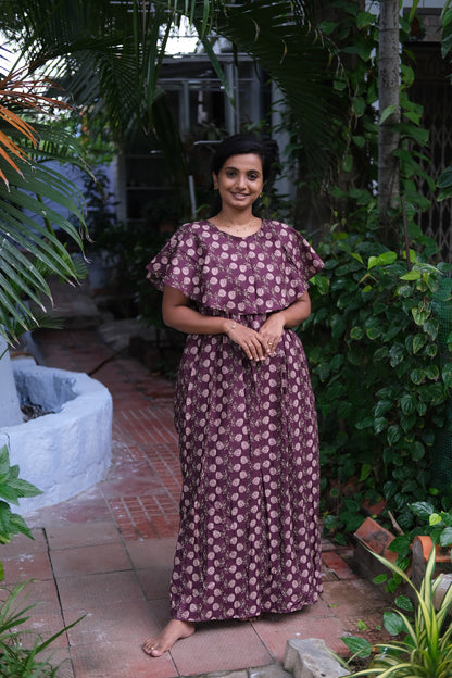 Ganga - Purple Detachable Dupatta Maxi Nighty