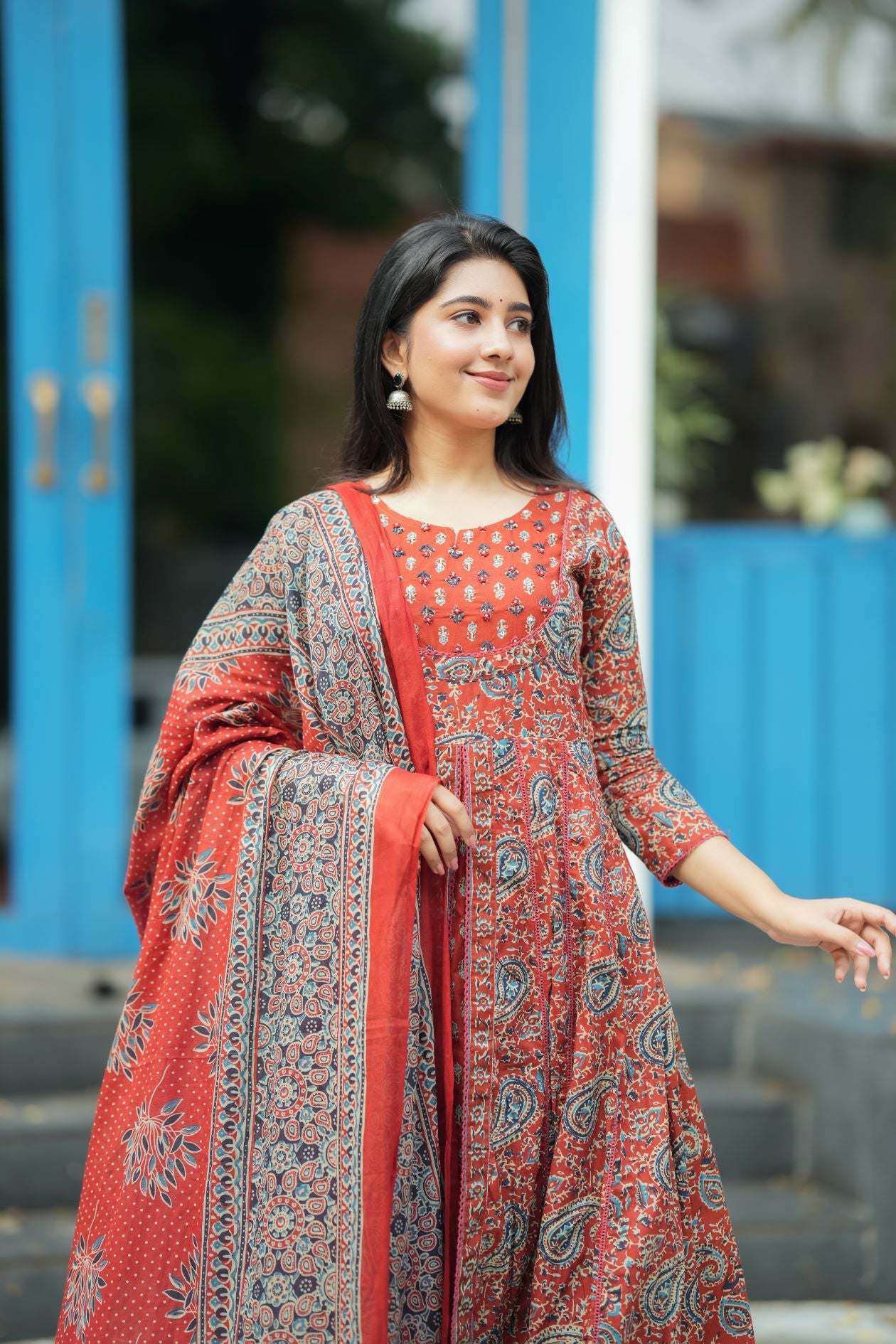 Mithra - Maroon Floral Suit Set