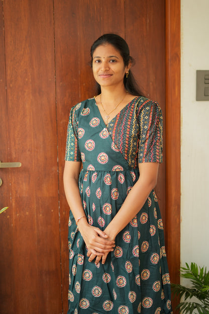 Malar - Green Zipless Maxi Nighty