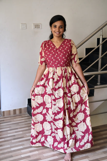 Kuyili - Dark Rose Tie Up Cover Maxi Nighty