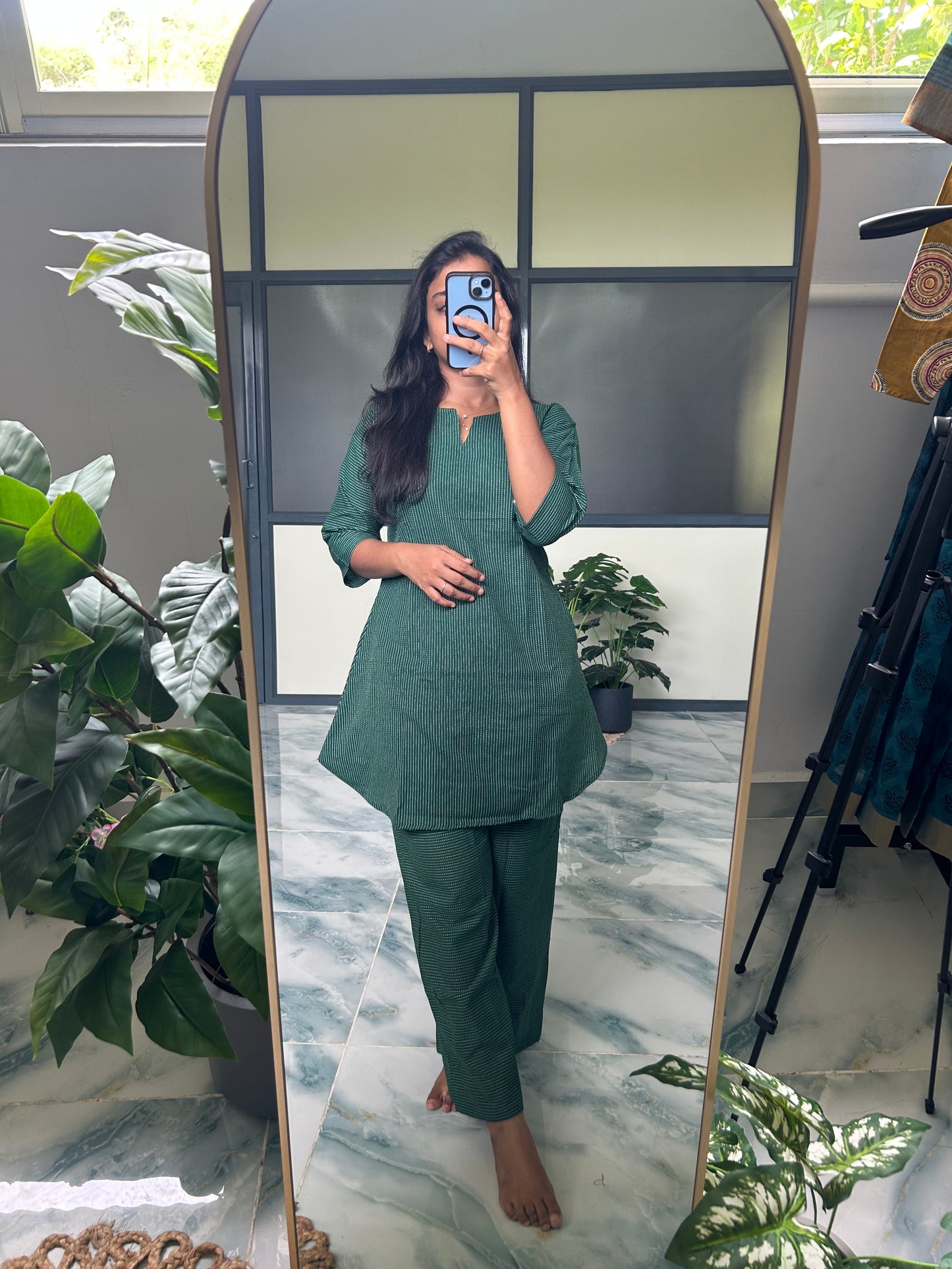Heera - Dark Green Kantha Night Suit