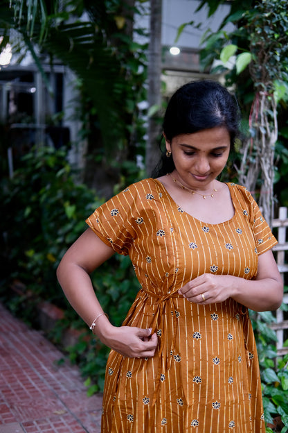 Tanvi - Rust Orange Tie Nighty