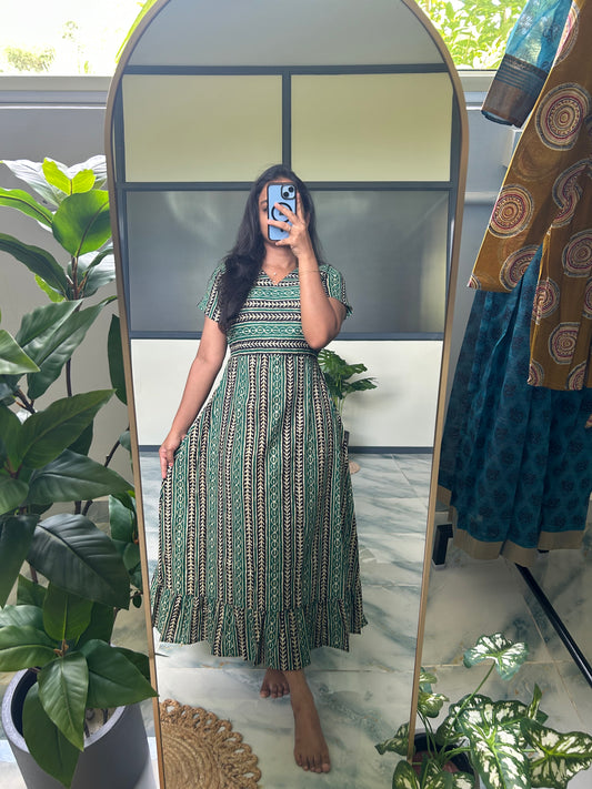 Tara -Green Aline Midi Nighty