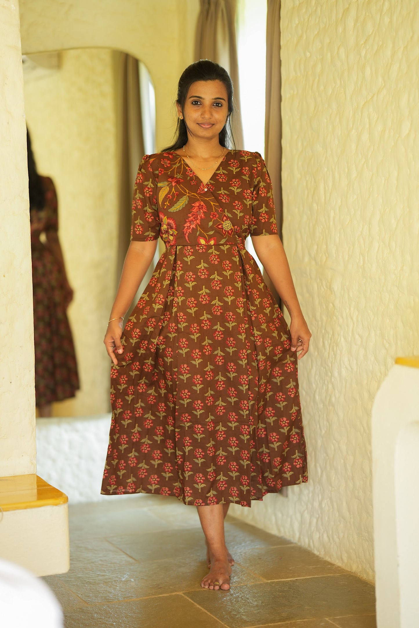 Varsha - Brown Zipless Midi Nighty