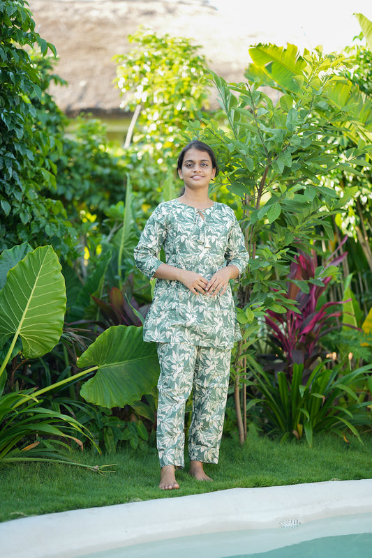 Ayla - Light Green Peplum Night Suit