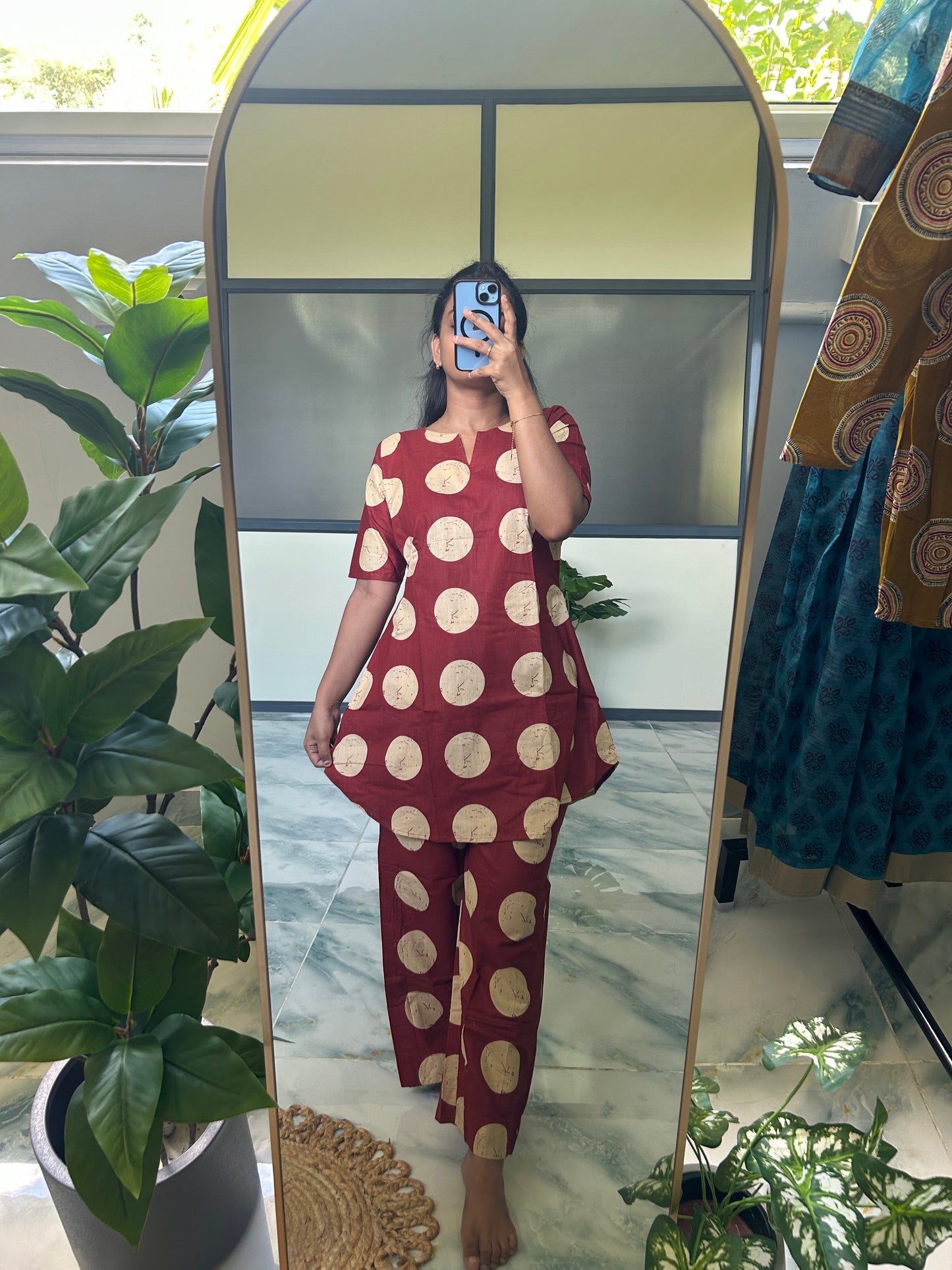Heera - Dark Maroon Night Suit