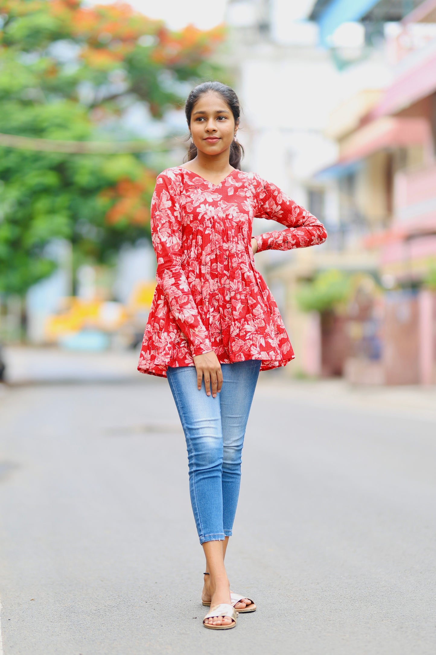 Monica - Red Peplum Top