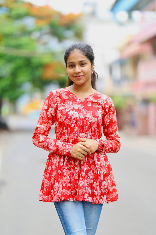 Monica - Red Peplum Top