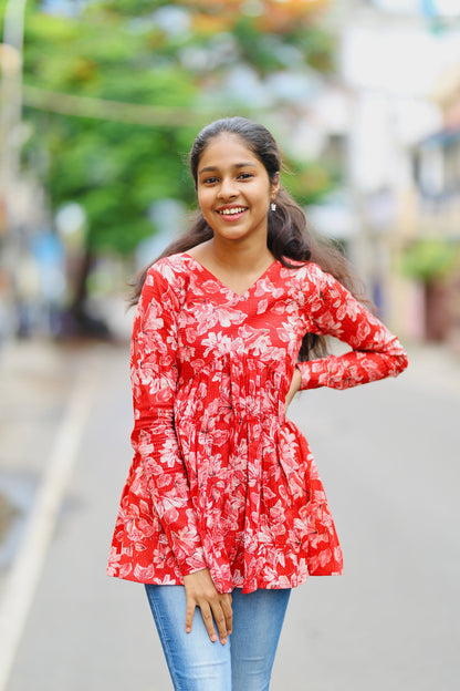 Monica - Red Peplum Top