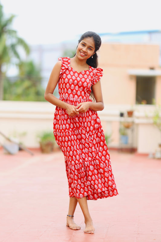 Monica - Red Tiered Dress