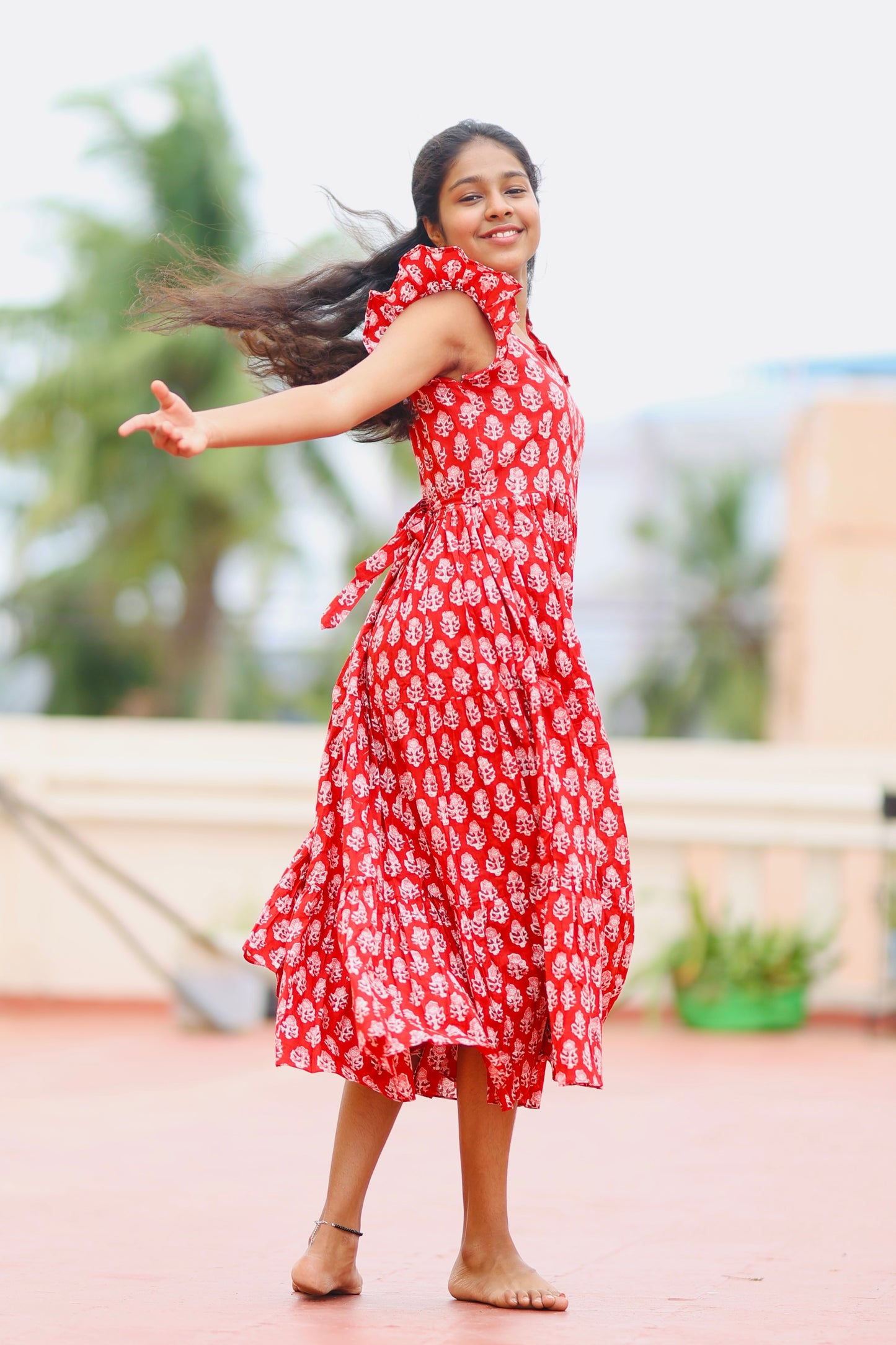 Monica - Red Tiered Dress