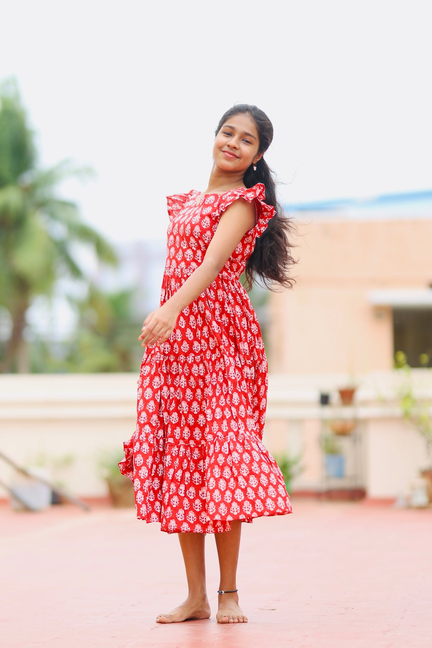 Monica - Red Tiered Dress