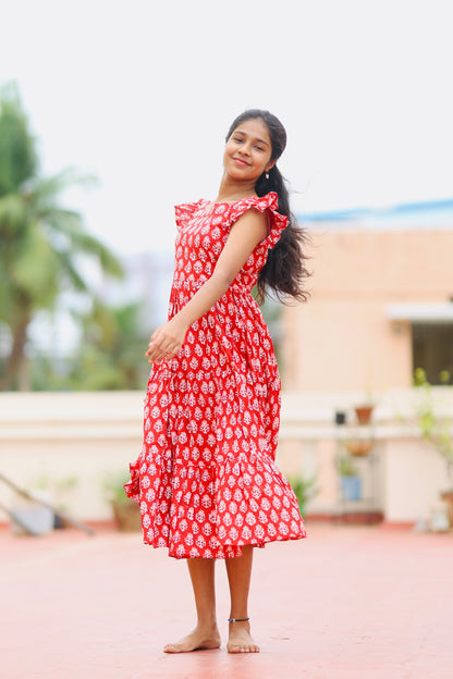 Monica - Red Tiered Dress