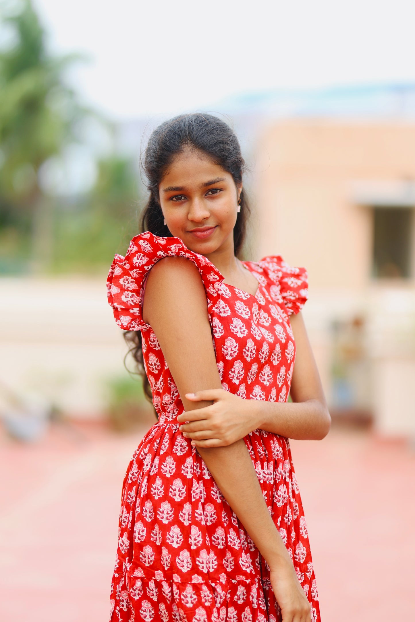 Monica - Red Tiered Dress