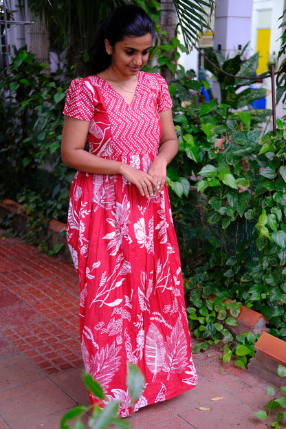 Mullai - Red Floral Maxi Nighty