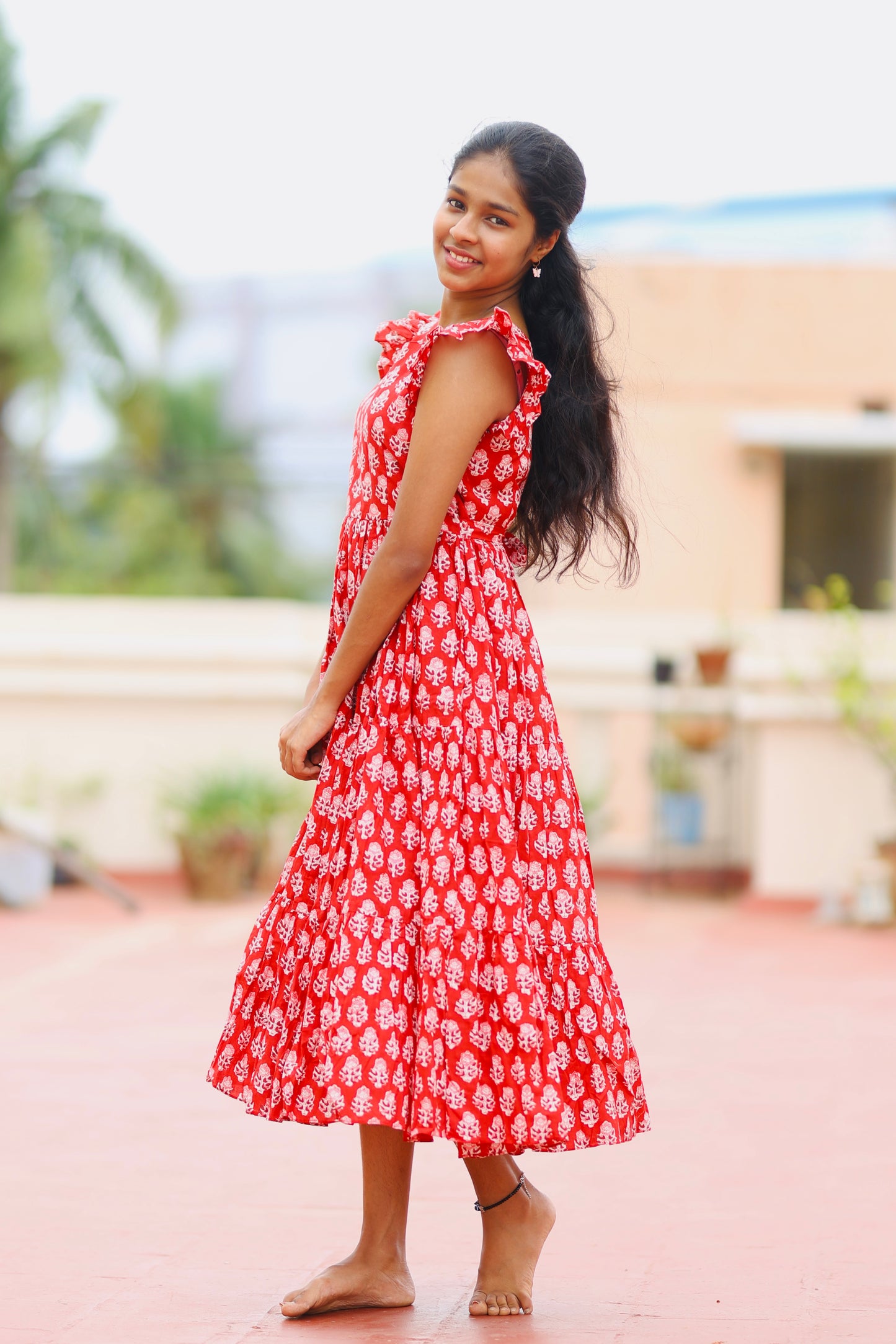 Monica - Red Tiered Dress