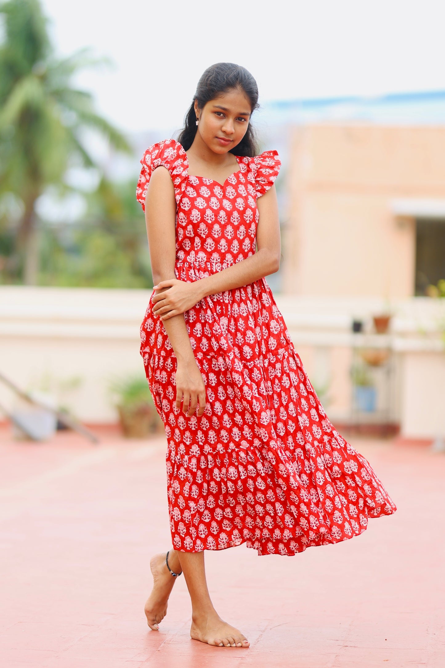 Monica - Red Tiered Dress