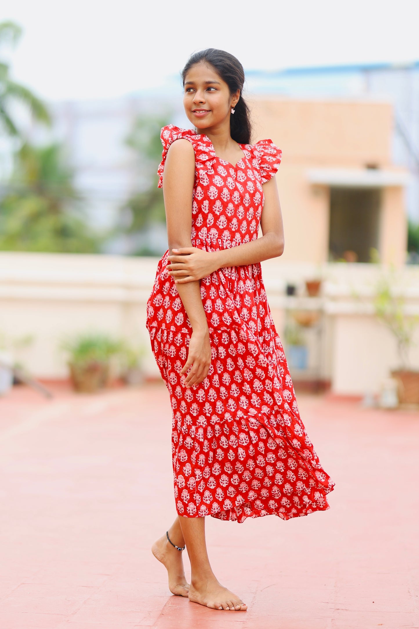 Monica - Red Tiered Dress