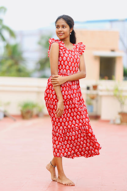Monica - Red Tiered Dress