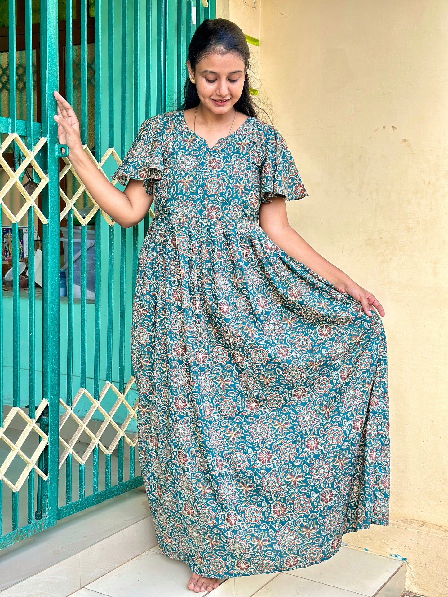 Yamuna - Teal Blue Maxi Nighty