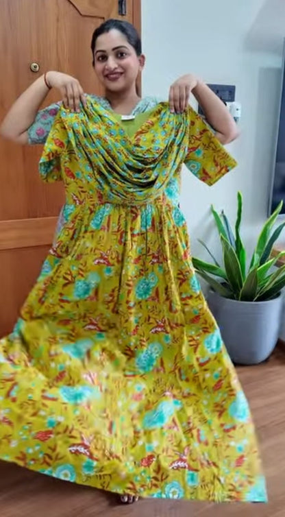 Kaveri - Green Floral Maxi Nighty