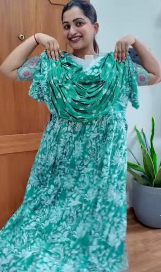 Kaveri - Teal Green Maxi Nighty
