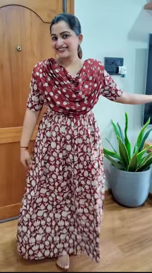 Kaveri - Maroon Maxi Nighty