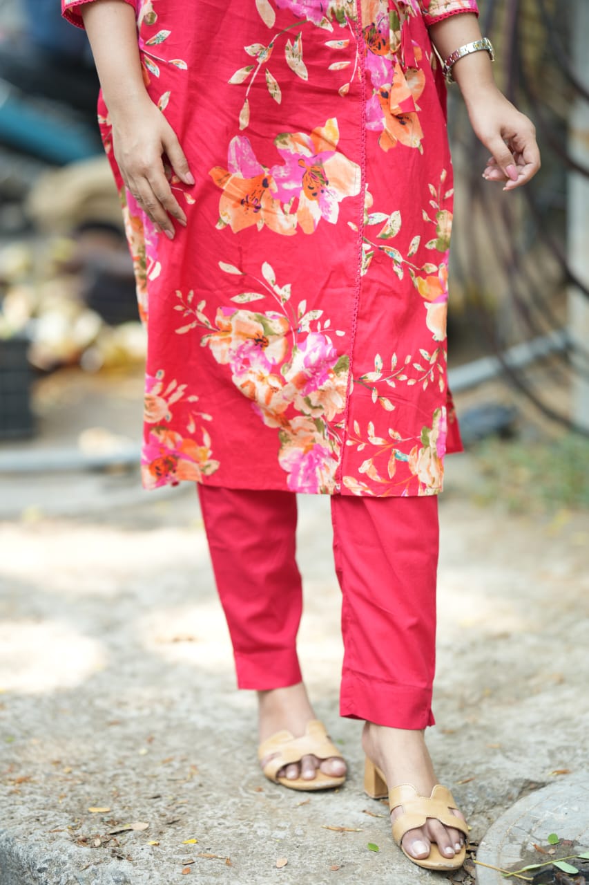 Poovizhi - Red Suit Set