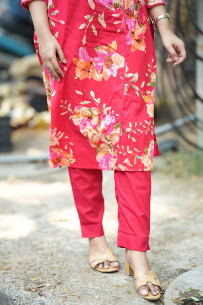Poovizhi - Red Suit Set