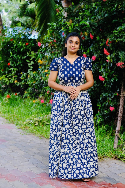 Mullai - Blue Floral Maxi Nighty
