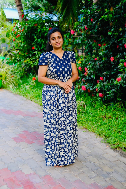 Mullai - Blue Floral Maxi Nighty