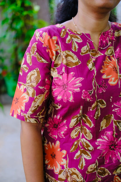Heera - Wine Floral Night Suit