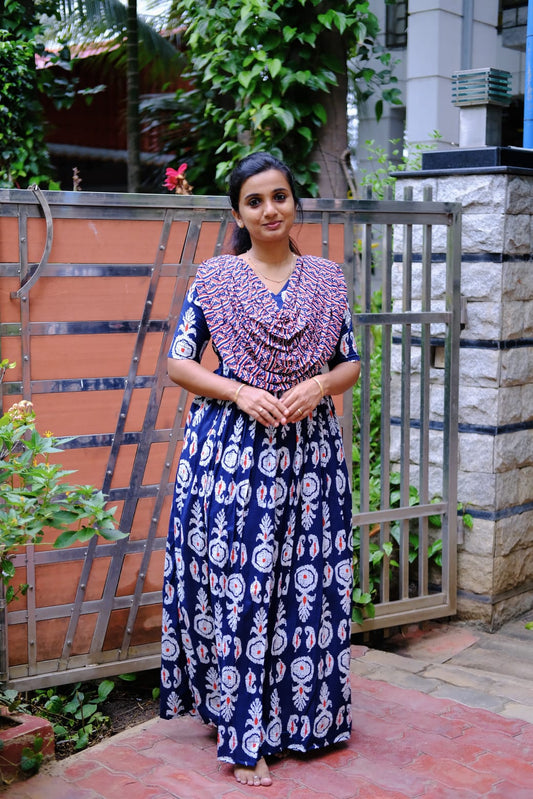 Kaveri - Navy Blue Maxi Nighty