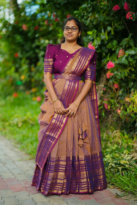 Kanimozhi - Crop Top & Skirt with Dupatta Set