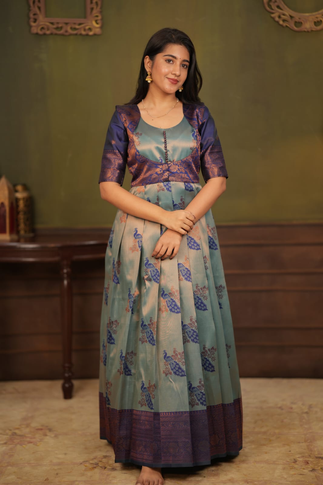 Rukmini - Blue Maxi with Coat