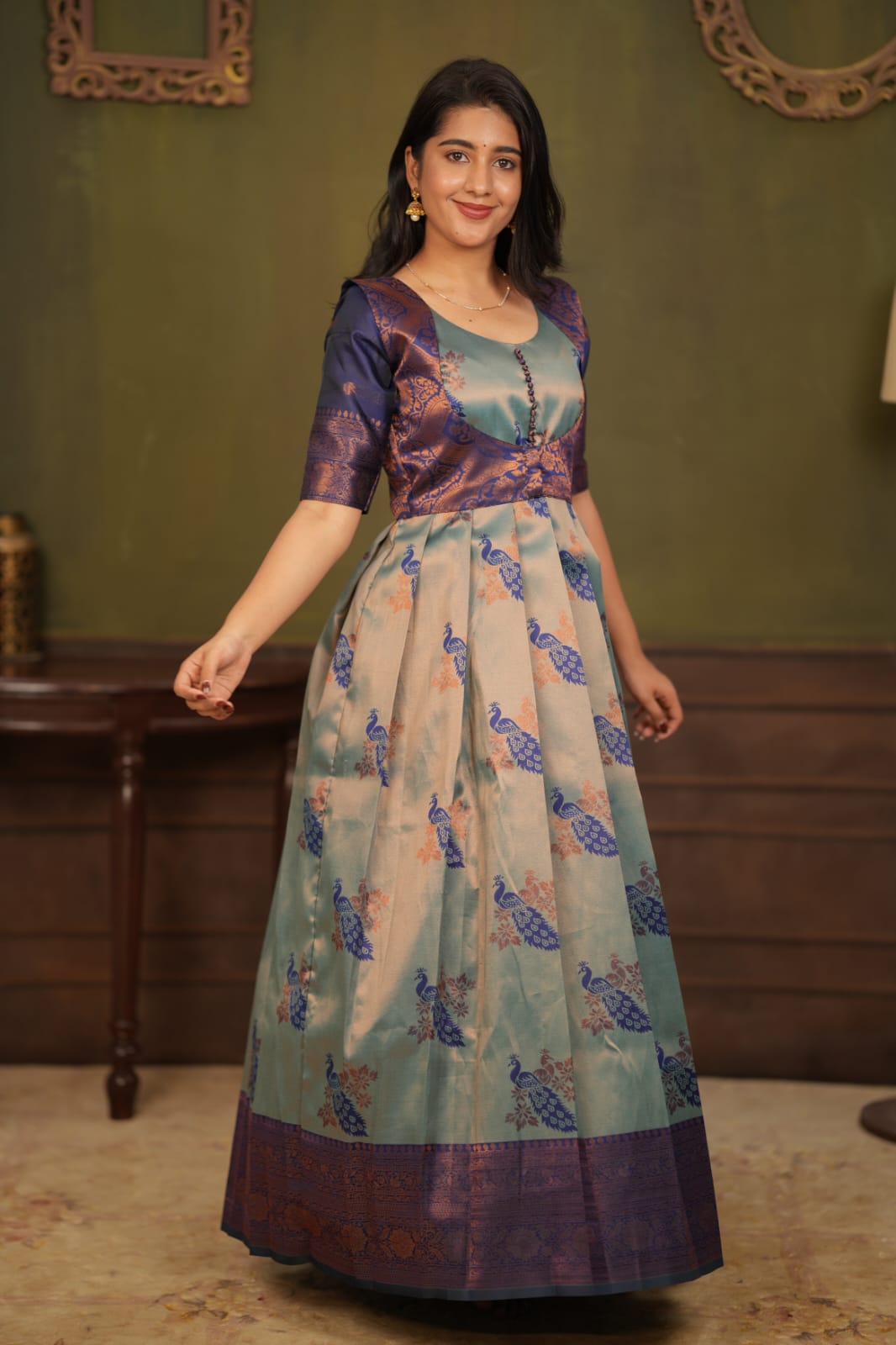 Rukmini - Blue Maxi with Coat