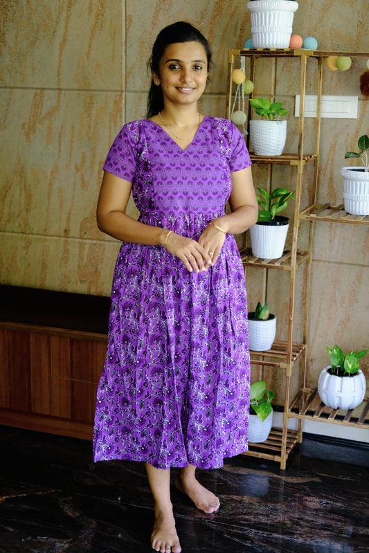 Mullai -  Purple Midi Nighty