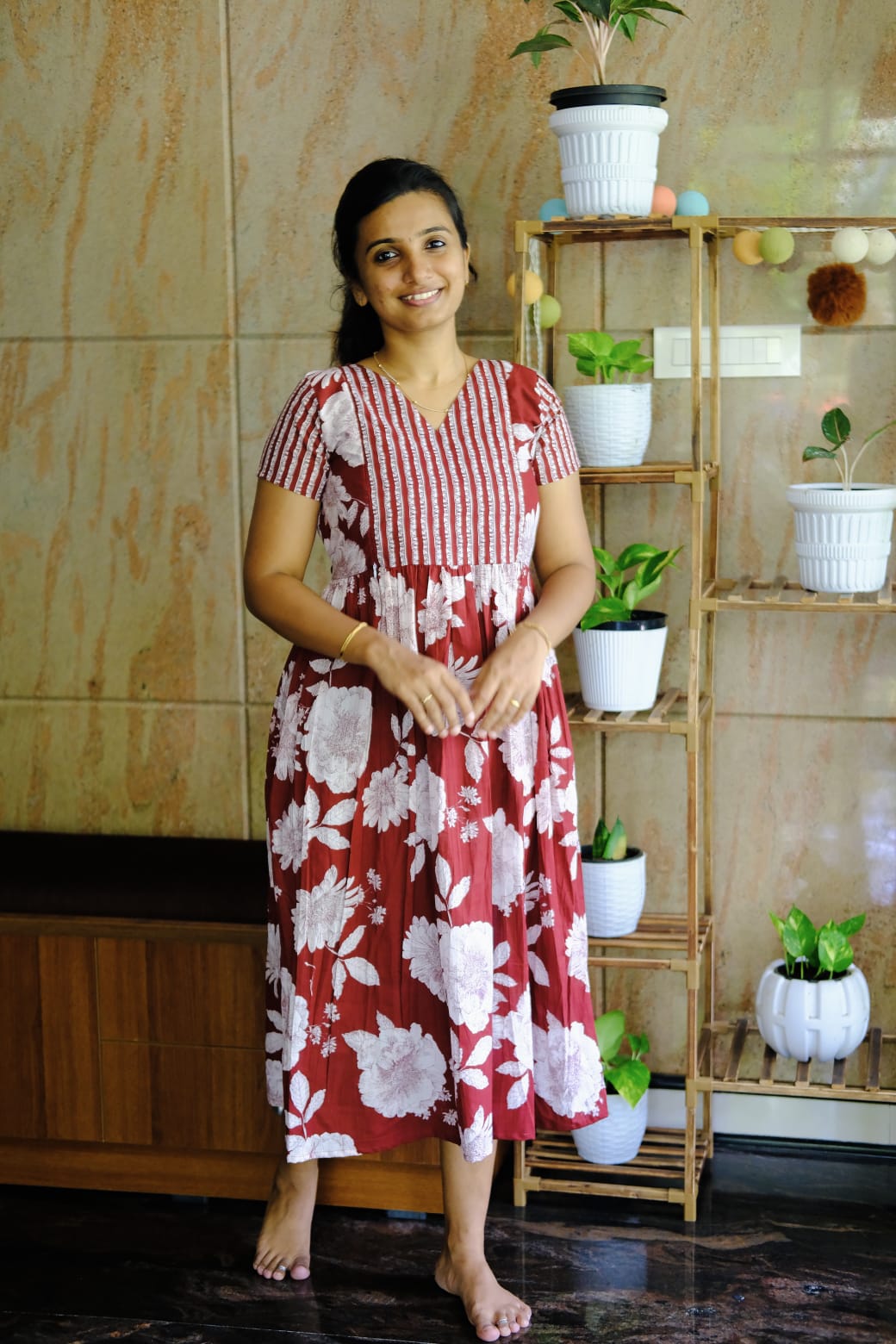 Mullai -  Maroon Midi Nighty