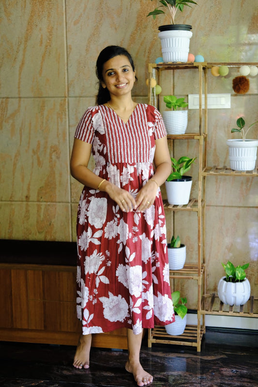 Mullai -  Maroon Midi Nighty