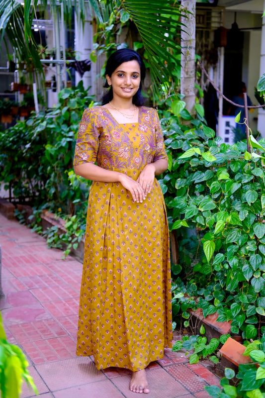 Nisha - Mustard Yellow Maxi Nighty