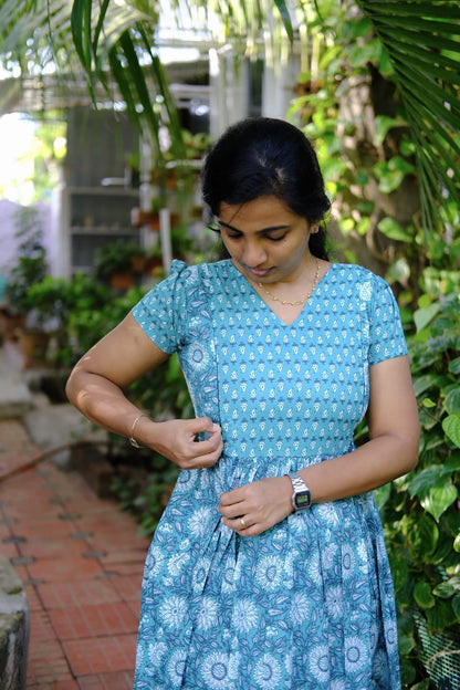 Mullai - Blue Floral Maxi Nighty