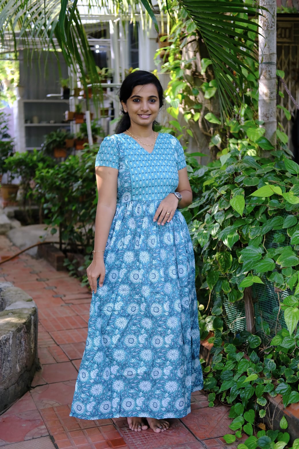 Mullai - Blue Floral Maxi Nighty