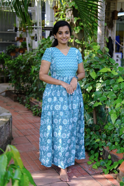 Mullai - Blue Floral Maxi Nighty