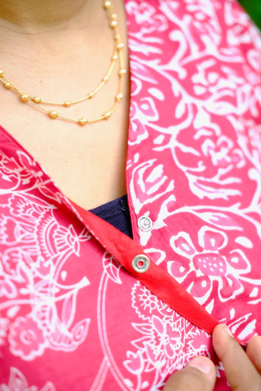 Malar -  Coral Red Zipless Maxi Nighty