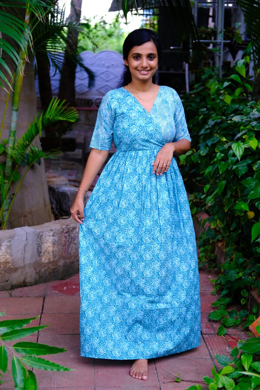 Malar - Light Blue Zipless Maxi Nighty